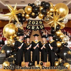Black and Gold Birthday Decorations for Men Women, Black and Gold Party Decorati