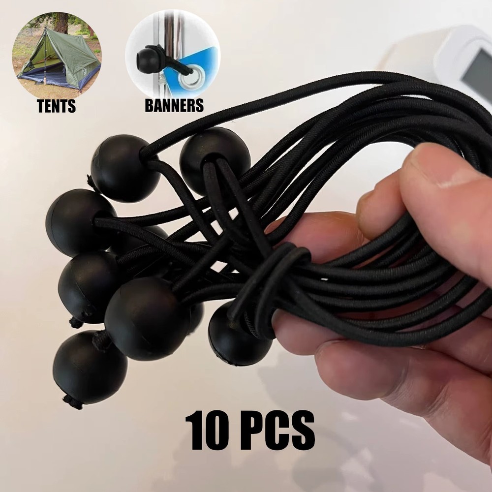 10pcs Bungee Ball Canvas Tarpaulin Ties Elastic Rope Fixing Banners or Tents