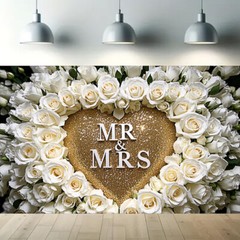 5x7FT/5x3FT Mr & Mrs Backdrop Wedding Valentine’s Day Backgrounds Photo Booths