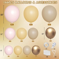 Boho Pink Nude Neutral Balloon Arch Kit, 166Pcs Pastel Brown Maca Light Pink …