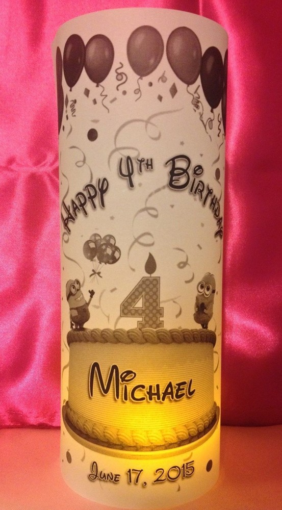 10 Personalized Minions Happy Birthday Vellum Luminaries Centerpiece Party Decor