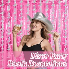 4 PCS Cowgirl Party Decorations 2 Boot Silver Metallic Tinsel 2 Pink Backdrops