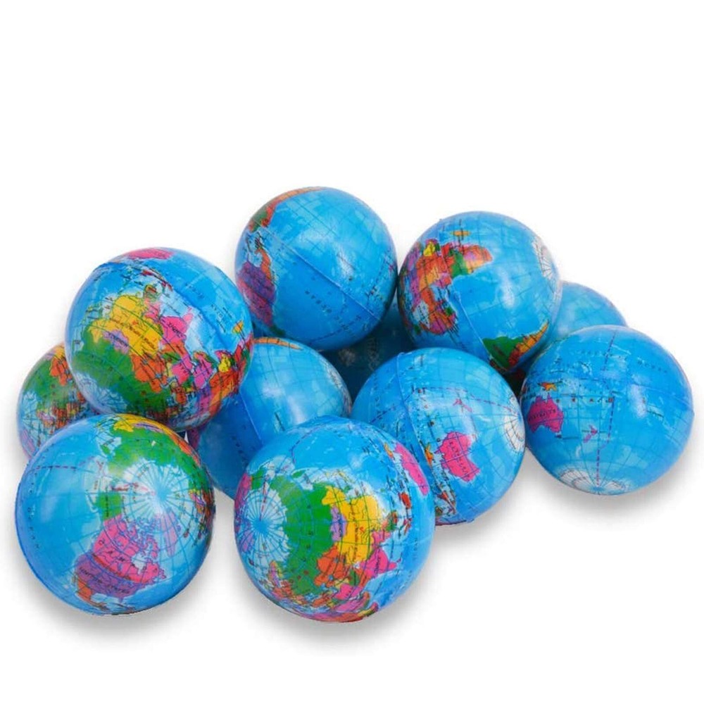 24 Pack Squeezable World Stress Balls for Kids Mini Earth Ball – Pressure Rel…