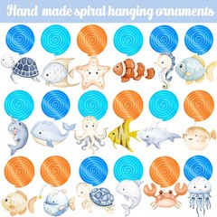 20 PCS Ocean Animal Hanging Swirl Under Sea Marine Theme Party Decor Set