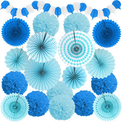 Fiesta Party Decorations, Multicolored Paper Pompoms Fan Garlands for Mexican Pa