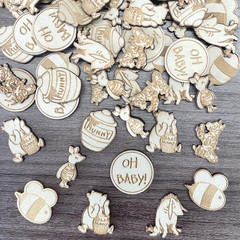 Winnie Baby Shower Wooden Confetti Classic Cobfetti for Baby Shower Table Decora