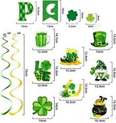 64Pcs St Patricks Day Decorations Kit Shamrock Lucky Banner Garlands Clover Hang