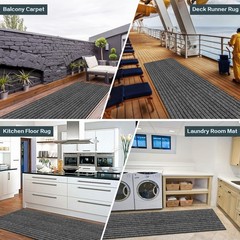 Heyroll Custom Size Hallway Runner Rug, Backed Non-Slip 2 ft x 6 ft, Grey