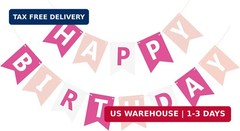 Happy Birthday Banner Sign, Birthday Garland Wall Door Hanging Banners Flag for