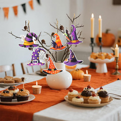 8Pcs Halloween Paper Party Decorations,Witch Hat Hanging Ornaments for Tree Pend