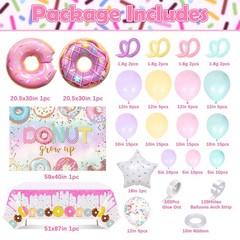 131Pcs Donut Birthday Party Decorations Supplies for Girls, Donut Balloon Gar…