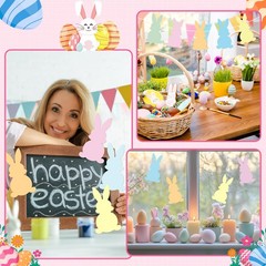 80 PCS Easter Bunny Cutouts Pastel Paper Bulletin Board Decor DIY Craft Kit