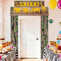 3pcs Jungle Themed Party Door Hanging Banner Wild Animal Birthday Decorations…