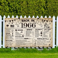 60th Birthday Party Decorations – Vintage 1966 Banner & Backdrop for Men/Women