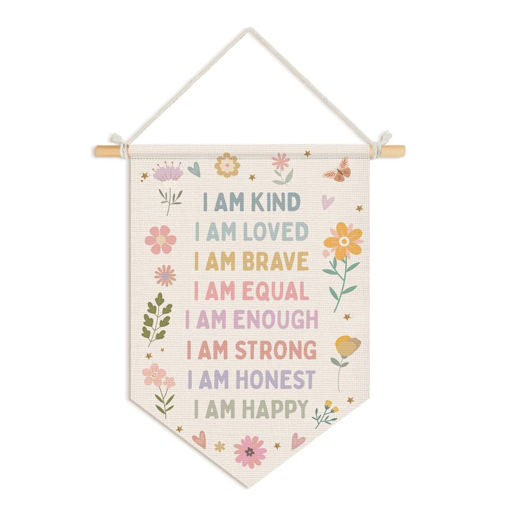 Positive Affirmations Wall Decor, Girl Nursery Decor, Pastel Floral Wall Hang…