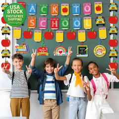 17Pcs Back to School Decorations Set Banners Hanging Swirls Garland Classroom