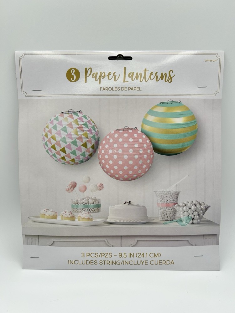 Amscan Paper Party Lanterns Multi Color 3 ct New