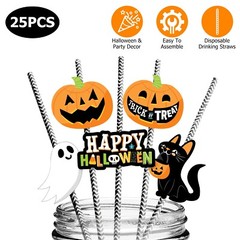 25Pcs Drinking Straws Halloween Charms Straws Gathering Drinks Straws Halloween
