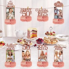 Happy 50th Birthday Honeycomb Centerpieces Pink Rose Gold Hello 50 8 Pieces