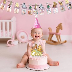 107pcs Classic Bear Birthday Decorations Set – Perfect for 1st Girl Birthday