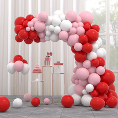 Red Pink White Balloon Arch Garland Kit, 122PCS Red Light Pink White Party Ballo