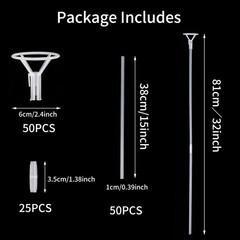 50pcs Balloon Sticks with Cups, 16in Clear Bobo Balloon Holders Large and Lon…