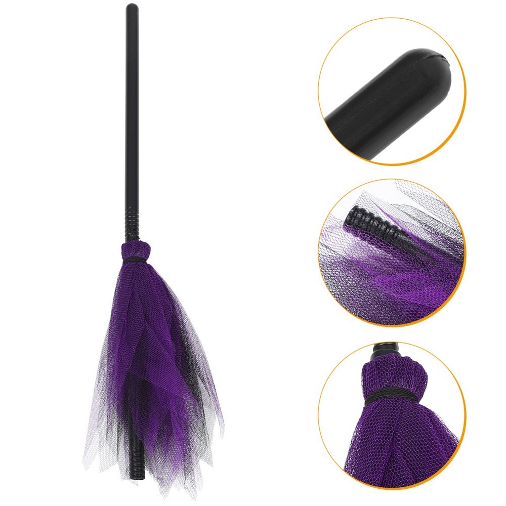 Broom Shape Mesh Random Color Props for Witch Cosplay 1Pack 35.4×5.5×1.2in