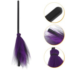 Broom Shape Mesh Random Color Props for Witch Cosplay 1Pack 35.4×5.5×1.2in