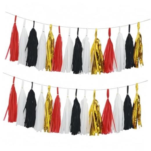 Paper Tassel, 20 Pack, Party Decorations for 20 Pcs Red Black White Gold