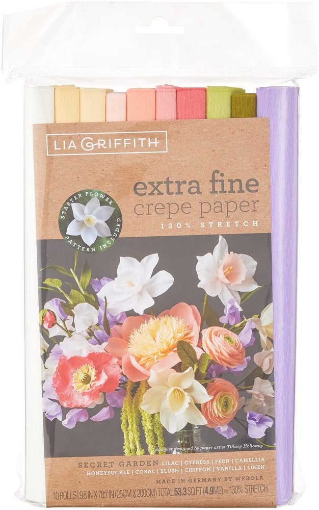 Extra Fine Crepe Paper 10 Count Secret Garden 53 Sq Ft Floral Craft DIY
