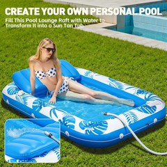 Inflatable Tanning Pool Lounger Float, 71″ x 48″ Large Pool Floats Adult with…