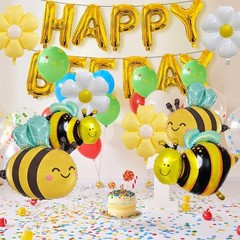 Bee Balloons Foil Bumble Balloon – 19 Pcs Yellow and Black happy Bee Day Birt…
