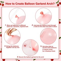 Cherry Red Balloon Garland Arch Kit, Bow Pastel Pink and White Birthday Ballo…