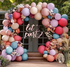 Pastel Balloon Garland Double Dusty Pink Blue Cream Balloon Light Purple Pink…