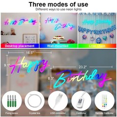 43″ Happy Birthday Neon Sign Extra Large – Multi Color Happy Birthday Sign – …