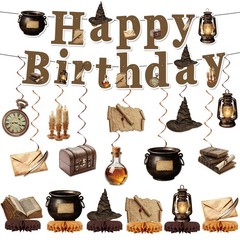 53pcs Magical Party Decorations Theme Banner Hanging Swirls and Honeycomb Cen…