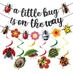 Ladybug Baby Shower Decorations Banner and Swirls for Boys Girls Party