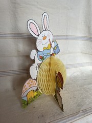 Vintage Hallmark Easter Bunny Table Top Honeycomb Decor Painted Easter Egg
