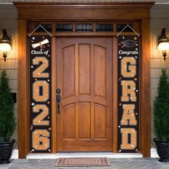 Orange & Black Graduation Banner for Class of 2026 – Indoor/Outdoor Flag 71″x12″