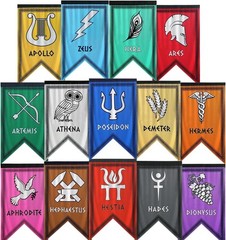 Greek Gods Banners, 14pcs Percy Jackson Cabin Banners, Greek Mythology Party …