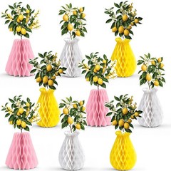 9Pcs Summer Lemon Party Decorations Honeycomb Centerpieces Set