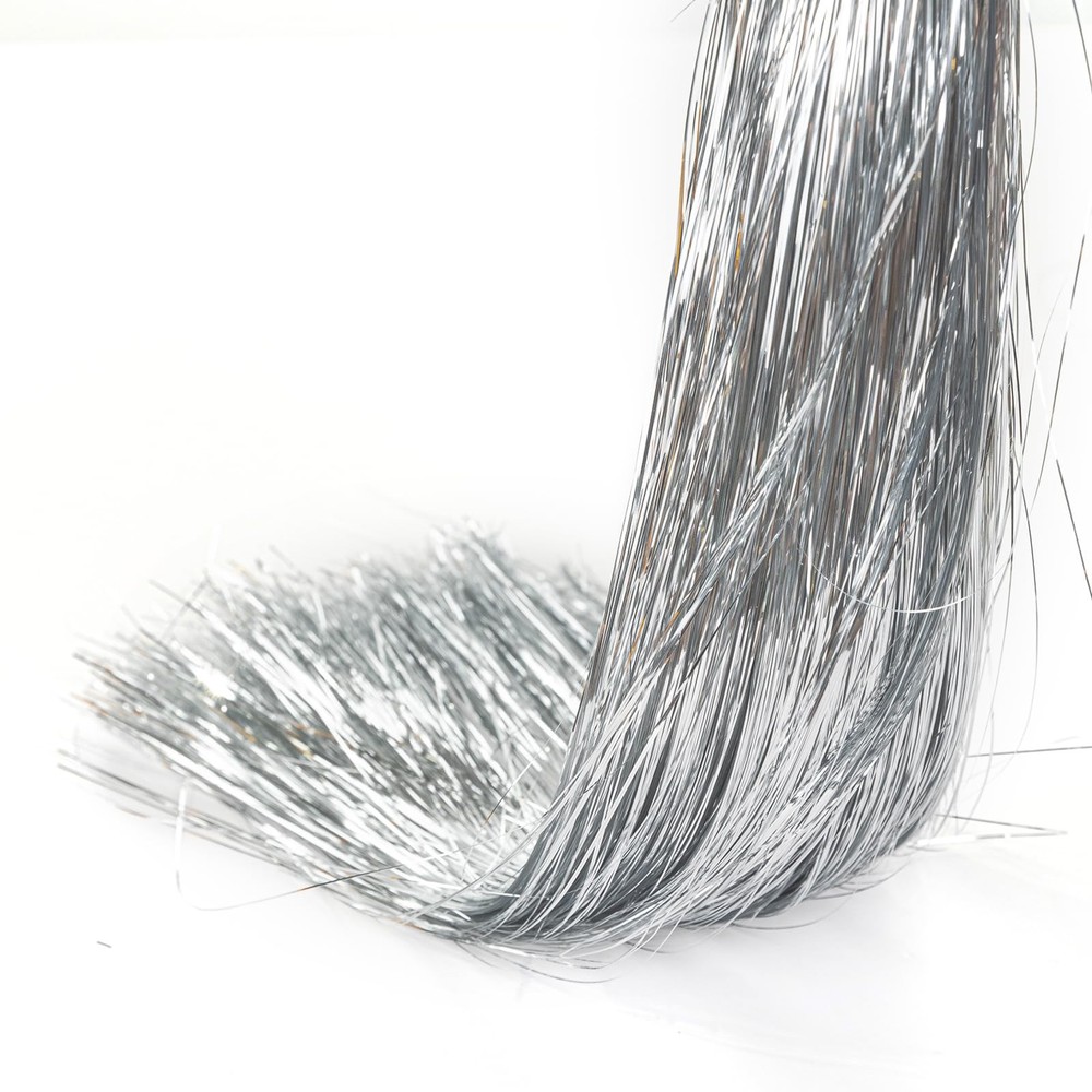 10000 Strands Silver Metallic Christmas Tinsel Foil Fringe Icicles Tree Decor