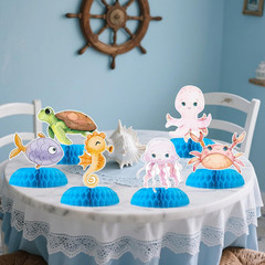 9 Pcs Ocean Animal Table Honeycomb Centerpieces, Ocean Theme Happy Birthday Part