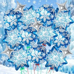 Snowflake Balloons Sliver Star Balloon Froze Snowflake Mylar Balloons for Fro…