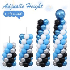 Blue and Silver Black Balloon Column Stand Arch Kit Set of 2 for Floor with 1…