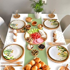 4Pcs Sage Tablecloths – 86.6″x51.2″ Rectangular Dot Table Covers for Home Green