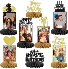 8 PCS Happy Birthday Honeycomb Table Centerpieces Birthday Party Decorations