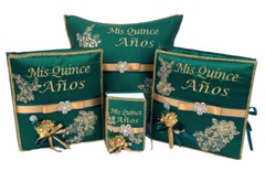 NEW 4PC Champagne Quinceanera Set Kneeling pillow Guestbook Photo album bible