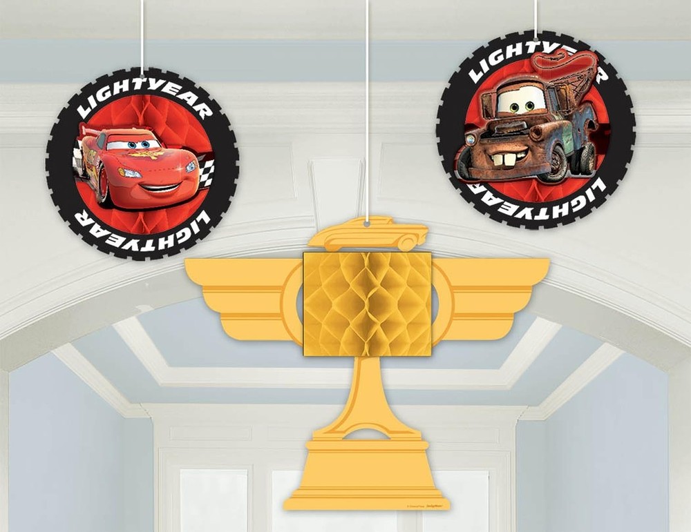 Disney’s Cars Formula Racer Pixar Kids Birthday Party Honeycomb Decorations