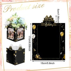 6 PCS Black Birthday Photo Picture Cubes Centerpieces For Tables 6/7 Inch